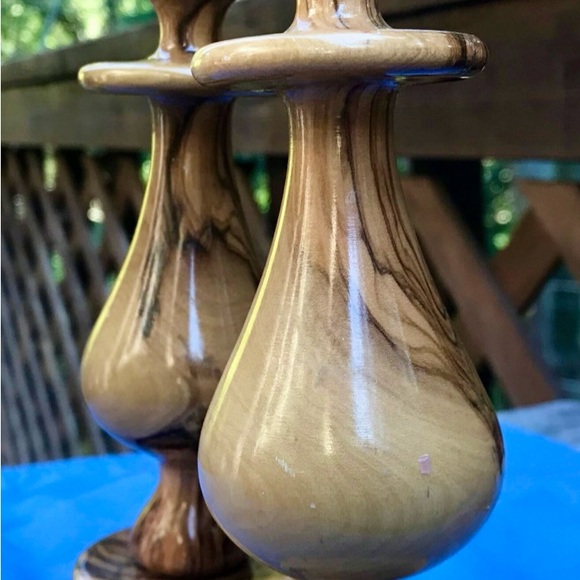 Olive Wood Hand Carved Candlesticks made in Bethlehem - Picture 3 of 6